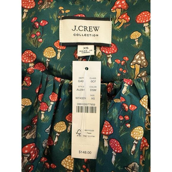 J.Crew Collection Silk-Twill Ruffle-Collar Top in Mushroom Floral Size XS NWT - Picture 5 of 9